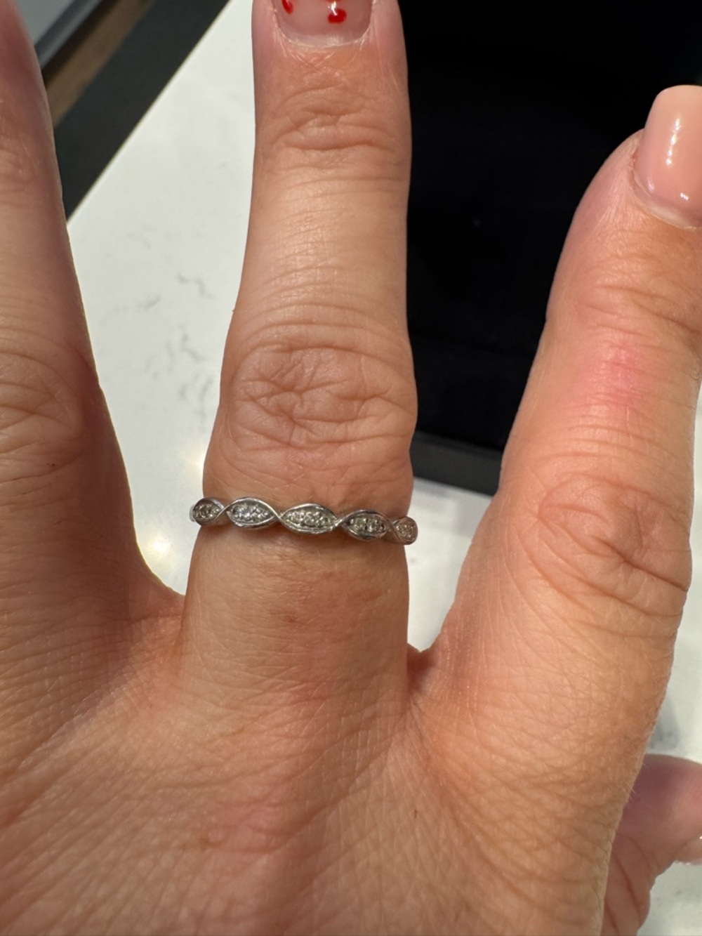 Zales sterling silver Marquise Diamond Accent Band - Picture 2 of 4